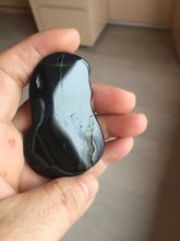 Load image into Gallery viewer, 100% Natural dark green/black jadeite jade(Mocui, 墨翠) GuanYin(观音) Pendant/handhold worry stone BL130
