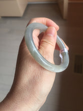 Load image into Gallery viewer, 52.8mm certified 100% Natural icy watery light gray black smoky purple(烟紫) nephrite bangle HN119-0101
