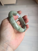 Load image into Gallery viewer, 58mm certified Type A 100% Natural light green gray chubby Jadeite Jade bangle BS117-6632
