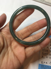 Load image into Gallery viewer, 58.5mm Certified Type A 100% Natural dark green/blue/gray with Guatemala slim round cut Jadeite bangle PE64-1472
