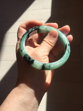 Load image into Gallery viewer, Shopify only! 59mm certified type A 100% Natural icy watery green/black Jadeite Jade bangle BM44-8566
