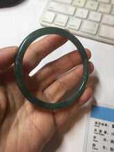 Load image into Gallery viewer, 58.5mm Certified Type A 100% Natural dark green/blue/gray with Guatemala slim round cut Jadeite bangle PE64-1472
