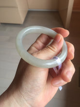 Load image into Gallery viewer, 53.2mm certified 100% Natural icy watery light beige pale pink gray nephrite bangle HN120-0082

