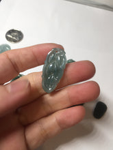 Load image into Gallery viewer, 100% natural type A icy watery dark green blue gray black Guatemala jadeite leaf pendant BP184-5
