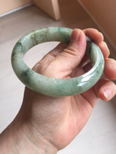 Load image into Gallery viewer, 58mm certified Type A 100% Natural light green gray chubby Jadeite Jade bangle BS117-6632

