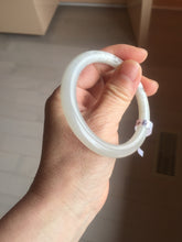 Load image into Gallery viewer, AllaboutjadeCanada.com only 52.2mm certified 100% Natural icy watery light beige pale pink(藕粉) gray white nephrite bangle HN121-0066
