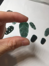 Load image into Gallery viewer, 100% natural type A icy watery dark green blue gray black Guatemala jadeite leaf pendant BP184-8/9/10
