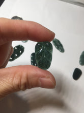 Load image into Gallery viewer, 100% natural type A icy watery dark green blue gray black Guatemala jadeite leaf pendant BP184-8/9/10
