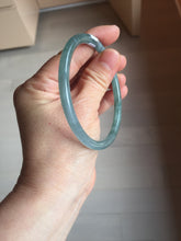 Load image into Gallery viewer, 60.5mm Certified Type A 100% Natural icy watery deep sea dark green/blue/purple/gray/black Guatemala round cut Jadeite bangle PB133-1486
