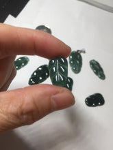 Load image into Gallery viewer, 100% natural type A icy watery dark green blue gray black Guatemala jadeite leaf pendant BP184-8/9/10
