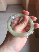 Load image into Gallery viewer, 54.2mm certified 100% Natural icy watery light beige pale pink gray white nephrite bangle HN122-1076
