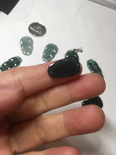 Load image into Gallery viewer, 100% natural type A icy watery dark green blue gray black Guatemala jadeite leaf pendant BP184-8/9/10
