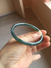 Load image into Gallery viewer, 58mm Type A 100% Natural dark green/blue/gray Guatemala slim round cut Jadeite bangle BH130-2484
