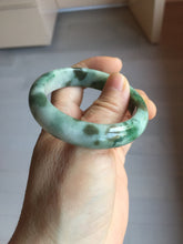 Load image into Gallery viewer, 50.5mm Certified type A 100% Natural sunny green dark green brown with green floating flowers oval Jadeite Jade bangle PD130-6295
