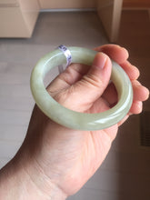 Load image into Gallery viewer, 54.2mm certified 100% Natural icy watery light beige pale pink gray white nephrite bangle HN122-1076
