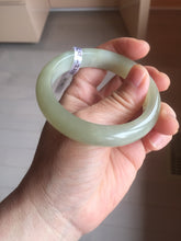 Load image into Gallery viewer, 54.2mm certified 100% Natural icy watery light beige pale pink gray white nephrite bangle HN122-1076
