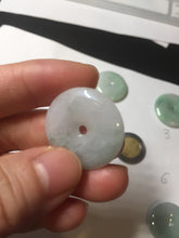Load image into Gallery viewer, 23.5-27.7mm 100% Natural apple green/white jadeite Jade Safety Guardian Button(donut) Pendant group BK112
