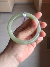 Load image into Gallery viewer, 54.2mm certified 100% Natural icy watery light beige pale pink gray white nephrite bangle HN122-1076
