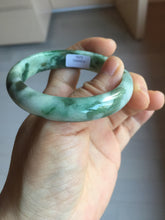 Load image into Gallery viewer, 50.5mm Certified type A 100% Natural sunny green dark green brown with green floating flowers oval Jadeite Jade bangle PD130-6295
