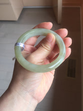 Load image into Gallery viewer, 54.2mm certified 100% Natural icy watery light beige pale pink gray white nephrite bangle HN122-1076
