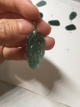 Load image into Gallery viewer, 100% natural type A icy watery dark green blue gray black Guatemala jadeite leaf pendant BP184-3
