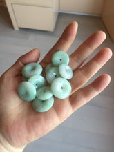 Load image into Gallery viewer, 18-23.5mm Type A 100% Natural  light green sunny green white Jadeite Jade Safety Guardian Button donuts Pendant group AA67
