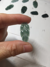 Load image into Gallery viewer, 100% natural type A icy watery dark green blue gray black Guatemala jadeite leaf pendant BP184-4
