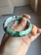 Load image into Gallery viewer, 50.5mm Certified type A 100% Natural sunny green dark green brown with green floating flowers oval Jadeite Jade bangle PD130-6295
