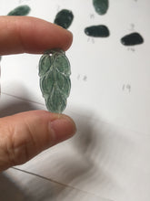 Load image into Gallery viewer, 100% natural type A icy watery dark green blue gray black Guatemala jadeite leaf pendant BP184-4
