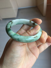 Load image into Gallery viewer, 50.5mm Certified type A 100% Natural sunny green dark green brown with green floating flowers oval Jadeite Jade bangle PD130-6295

