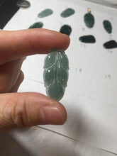 Load image into Gallery viewer, 100% natural type A icy watery dark green blue gray black Guatemala jadeite leaf pendant BP184-5
