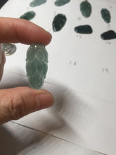 Load image into Gallery viewer, 100% natural type A icy watery dark green blue gray black Guatemala jadeite leaf pendant BP184-5
