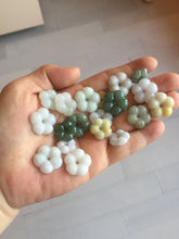 Load image into Gallery viewer, Type A 100% Natural light green/white/purple jadeite Jade Hawaiian flower Pendant AA66
