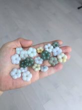 Load image into Gallery viewer, Type A 100% Natural light green/white/purple jadeite Jade Hawaiian flower Pendant AA66
