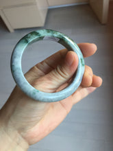 Load image into Gallery viewer, 53mm certified type A 100% Natural dark green white purple with dark green floating flowers Jadeite Jade bangle PD132-6301
