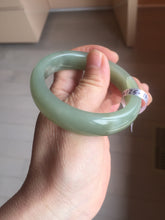 Load image into Gallery viewer, AllaboutjadeCanada.com only 52mm certified 100% Natural icy watery light green gray white nephrite bangle HN125-1010

