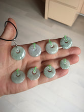 Load image into Gallery viewer, 100% natural Type A light green/white concentric circle jadeite jade safety Guardian ring pendant BN28
