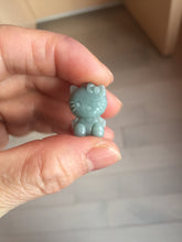 Load image into Gallery viewer, Type A 100% Natural dark green blue gray Guatemala jadeite jade cat kitty pendant PC143 Add one item

