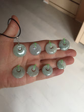 Load image into Gallery viewer, 100% natural Type A light green/white concentric circle jadeite jade safety Guardian ring pendant BN28

