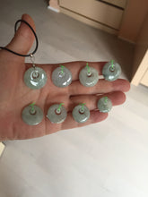 Load image into Gallery viewer, 100% natural Type A light green/white concentric circle jadeite jade safety Guardian ring pendant BN28
