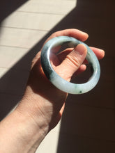 Load image into Gallery viewer, 54.3mm Certified Type A 100% Natural icy watery dark green/white//black Jadeite Jade bangle BM8-8573
