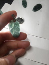 Load image into Gallery viewer, 100% natural type A icy watery dark green blue gray black Guatemala jadeite leaf pendant BP184-3
