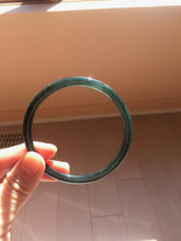 Load image into Gallery viewer, 62mm Certified Type A 100% Natural dark green gray black slim round cut Guatemala Jadeite bangle AJ150-0682
