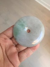 Load image into Gallery viewer, 56.6mm 100% Natural sunny green/purple/gray jadeite Jade big Safety Guardian Button(donut) Pendant/worry stone F143
