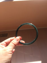 Load image into Gallery viewer, 62mm Certified Type A 100% Natural dark green gray black slim round cut Guatemala Jadeite bangle AJ150-0682
