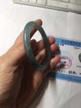 Load image into Gallery viewer, 55.5mm Certified Type A 100% Natural dark green/purple/gray round cut Jadeite bangle AA127-6935
