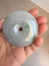 Load image into Gallery viewer, 56.6mm 100% Natural sunny green/purple/gray jadeite Jade big Safety Guardian Button(donut) Pendant/worry stone F143
