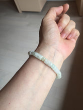 Load image into Gallery viewer, Size 52-62mm 100% natural type A white light green vintage style bamboo joints with hollow cross-shaped patterns jadeite jade beads bracelet PC52
