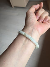 Load image into Gallery viewer, Size 52-62mm 100% natural type A white light green vintage style bamboo joints with hollow cross-shaped patterns jadeite jade beads bracelet PC52
