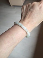 Load image into Gallery viewer, Size 52-62mm 100% natural type A white light green vintage style bamboo joints with hollow cross-shaped patterns jadeite jade beads bracelet PC52
